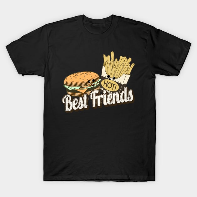 Best Friends Best Friends fries and burger BBF Fast Food T-Shirt by benyamine